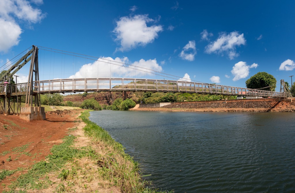 View Of The Famous Swinging Bridge In Hanapepe Kauai