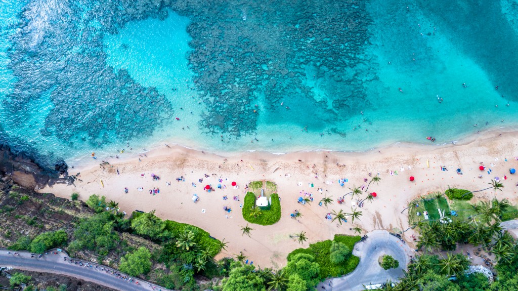 Hanauma Bay Pacific Ocean Snorkel Site On Oahu Hawaii