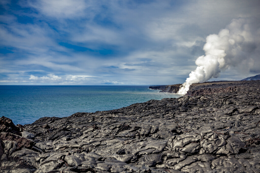 Kilauea Volcano Lava Flow Into The Pacific Ocean, Hawaii