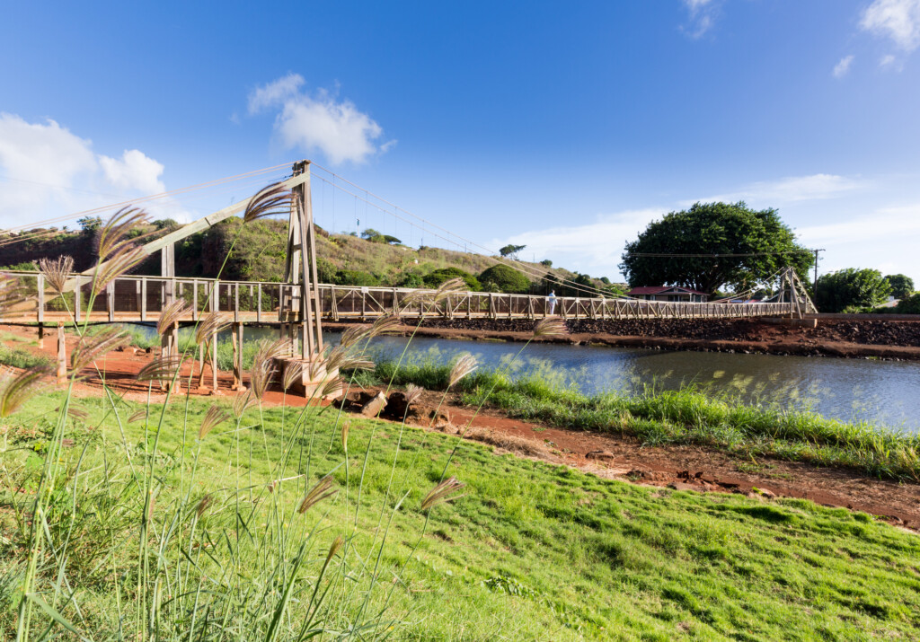 View Of The Famous Swinging Bridge In Hanapepe Kauai