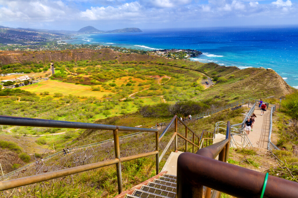 Crowded Trail To Diamond Head Summit, Honolulu
