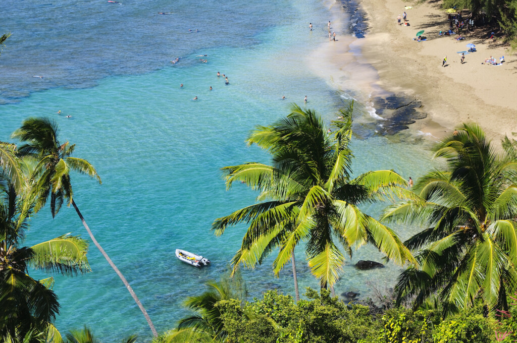 People At Ke`e Beach On Kauai