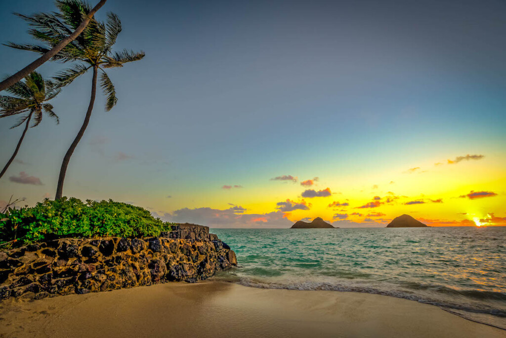 Lanikai Sunrise Behind Na Mokulua